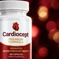 Close-up of the Cardiocept label: promotes blood pressure health, 60 capsules
